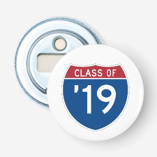 Stylized Interstate sign Class of 2019 Bottle Opener