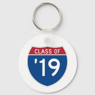 Stylized Interstate sign  Class of 2019 Keychain