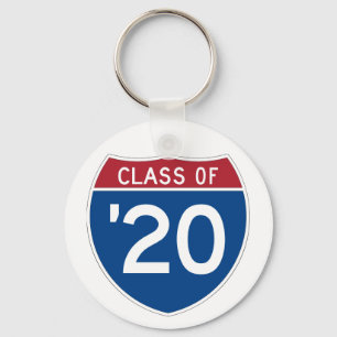 Stylized Interstate sign   Class of 2020 Keychain