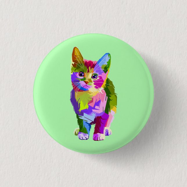 Stylized Kitten Prismatic Design-32345 Button (Front)