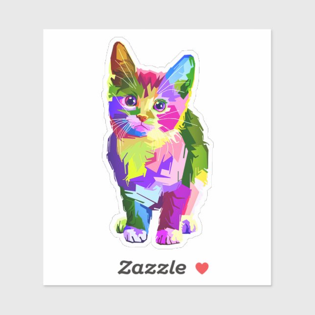 Stylized Kitten Prismatic Design-32345 Sticker (Sheet)