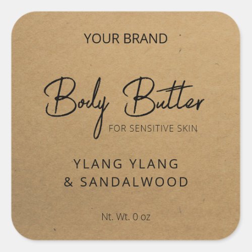 Stylized Kraft Body Butter Labels