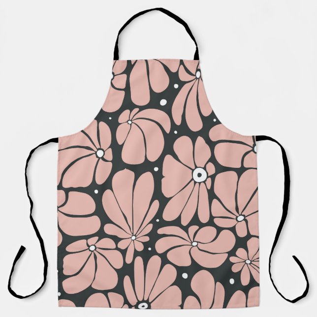 Stylized large blossoms, seamless floral pattern. apron (Front)