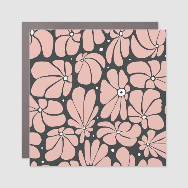 Stylized large blossoms, seamless floral pattern. car magnet (Front)