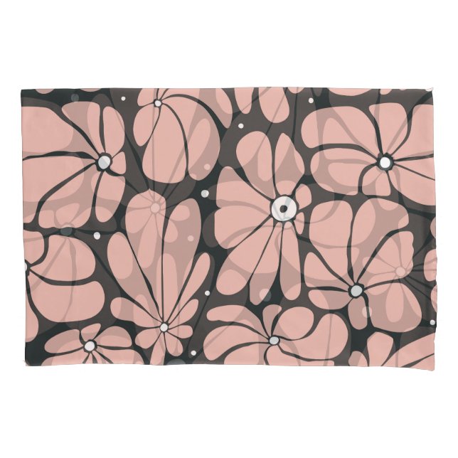 Stylized large blossoms, seamless floral pattern. pillow case (Front)