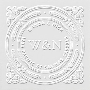 Stylized Leaf Motif Return Address Embosser