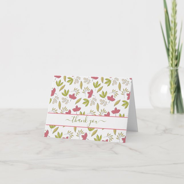 Stylized Leaf Pattern, Thank You Card (Front)