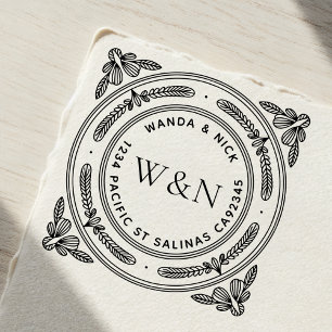 Stylized Leaf Return Address Self-Inking Stamp