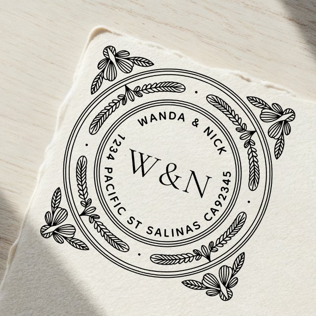 Stylized Leaf Return Address Self-Inking Stamp (Creator Uploaded)