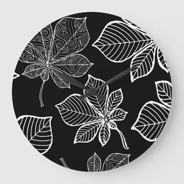 Stylized leaves 3 large clock (Front)