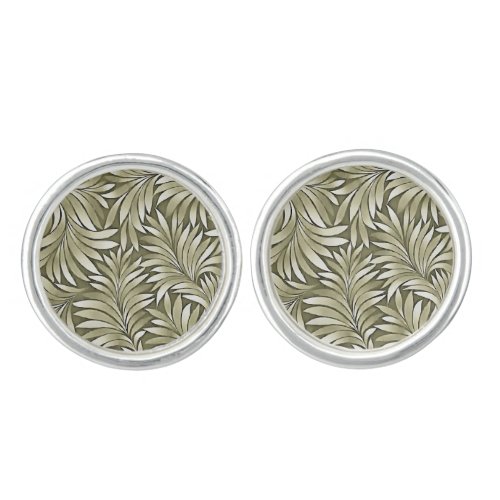 Stylized Leaves Agave Green Palette Cufflinks