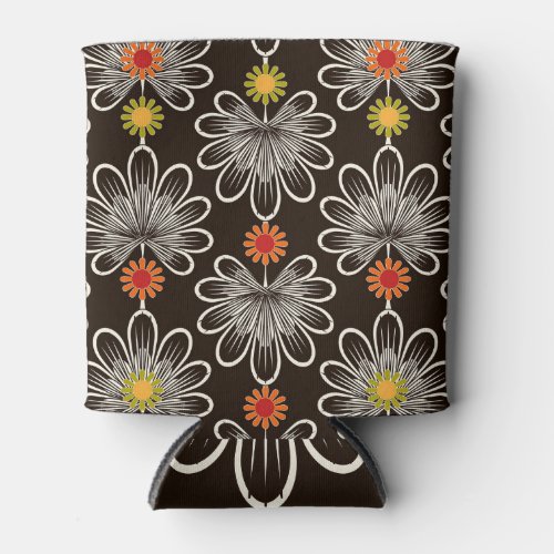 Stylized Leaves Floral Graphic Background Can Cooler