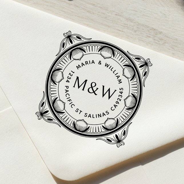 Stylized Lemons & Bows Wooden Return Address Stamp (Creator Uploaded)