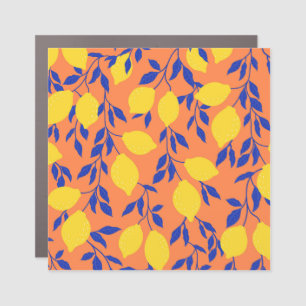 Stylized Lemons Vintage Tropical Pattern Car Magnet