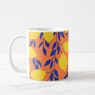 Stylized Lemons Vintage Tropical Pattern Coffee Mug