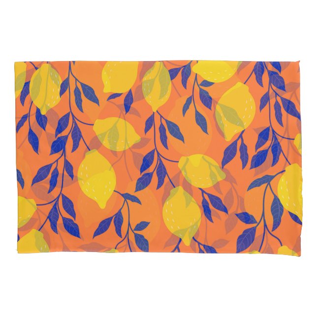 Stylized Lemons Vintage Tropical Pattern Pillow Case (Front)