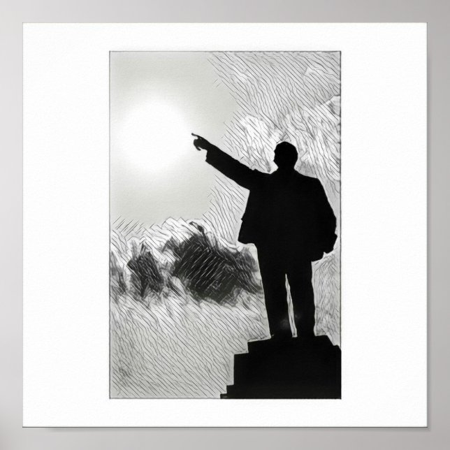Stylized Lenin Pointing the Way Poster (Front)