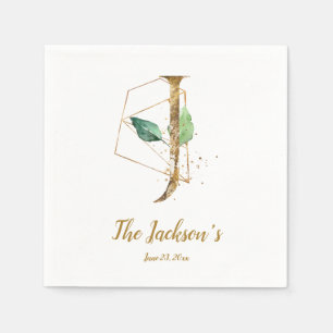 Stylized Letter J Floral Wedding Napkins