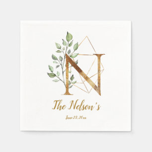 Stylized Letter N Floral Wedding Napkins