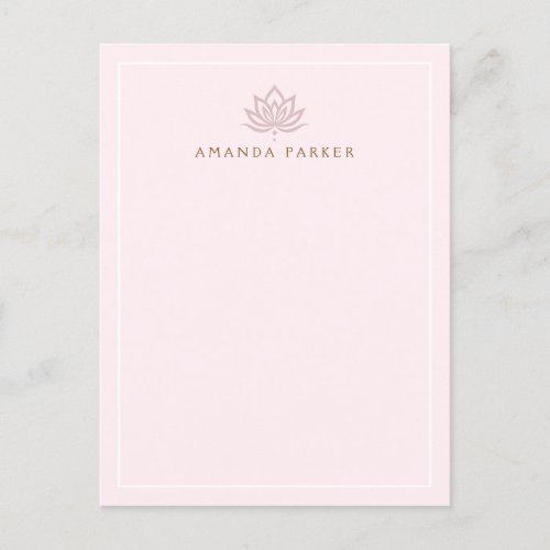 Stylized lotus flower pink yoga healing notecard