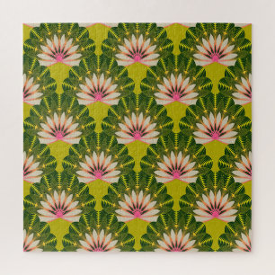 Stylized lotus wallpaper: pink, green. jigsaw puzzle