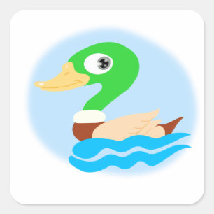 Stylized mallard duck square sticker