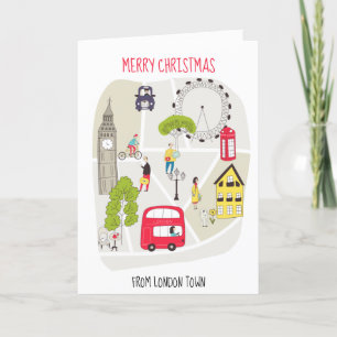 Stylized Map Merry Christmas from London Holiday Card