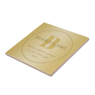 Stylized Modern Minimal Gold Return Address Ceramic Tile
