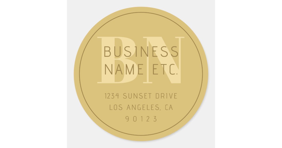 Stylized Modern Minimal Gold Return Address Classic Round Sticker | Zazzle
