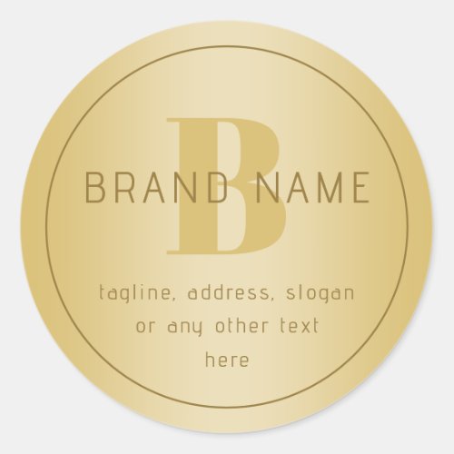 Stylized Modern Minimal Gold Return Address  Classic Round Sticker