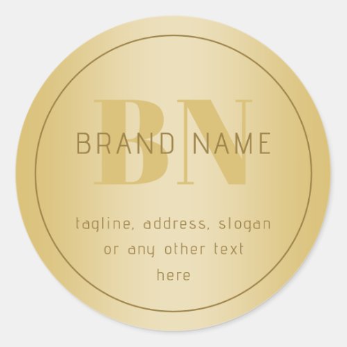 Stylized Modern Minimal Gold Return Address  Classic Round Sticker