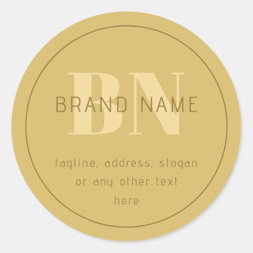 Stylized Modern Minimal Gold Return Address  Classic Round Sticker