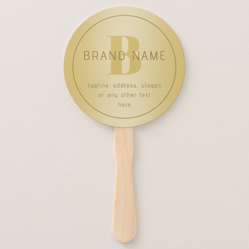 Stylized Modern Minimal Gold Return Address  Hand Fan