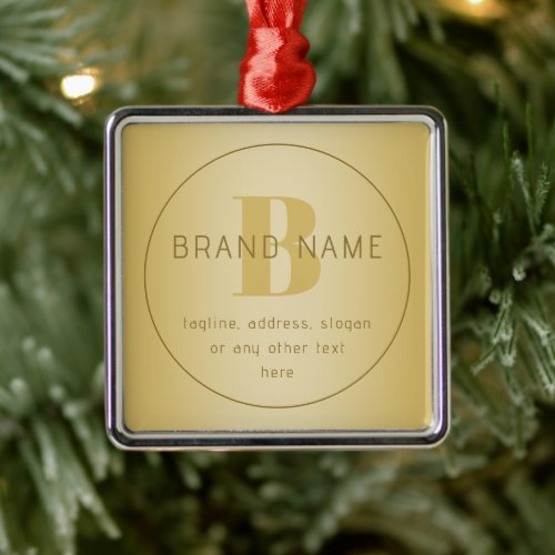 Stylized Modern Minimal Gold Return Address  Metal Ornament