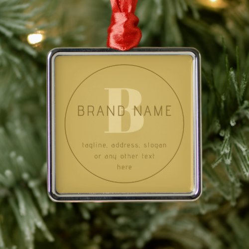 Stylized Modern Minimal Gold Return Address  Metal Ornament