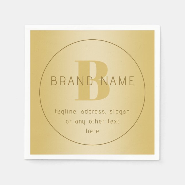 Stylized Modern Minimal Gold Return Address  Napkins (Front)