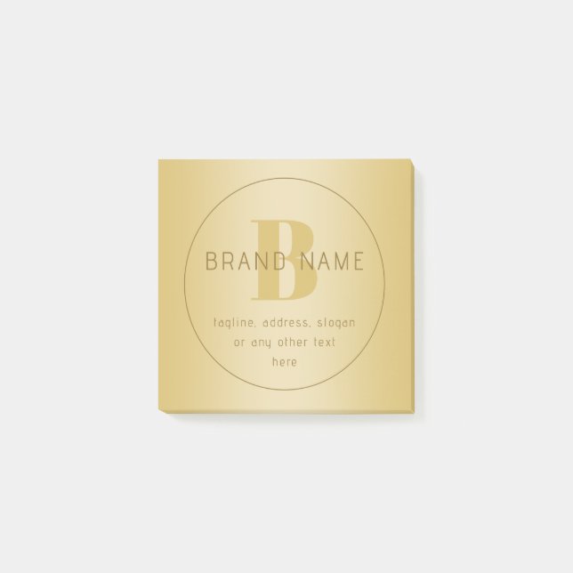 Stylized Modern Minimal Gold Return Address  Post-it Notes (Front)
