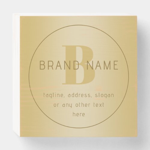 Stylized Modern Minimal Gold Return Address  Wooden Box Sign