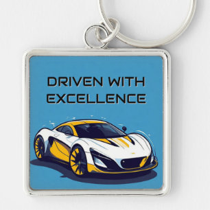 Stylized Modern Sports Car Artwork Keychain