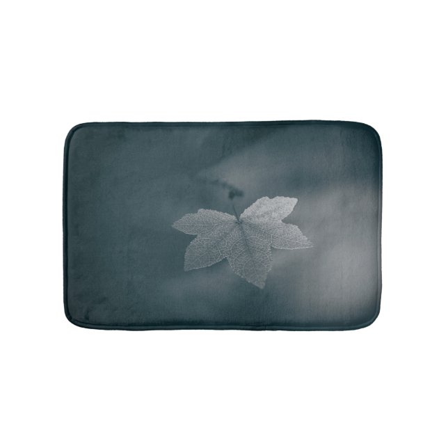 Stylized Monochrome Maple Leaf Nature Photo Bath Mat (Front)