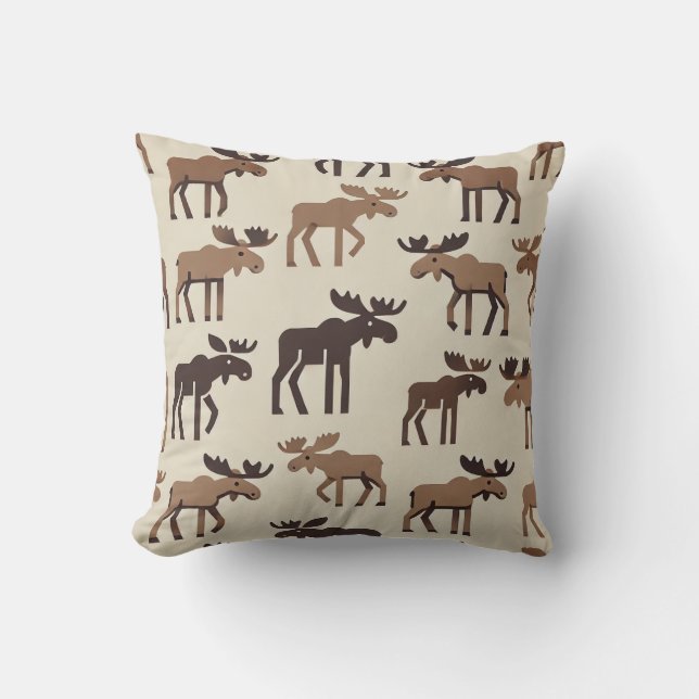Stylized Moose Pattern – Minimalist Nature-Inspire Throw Pillow (Front)