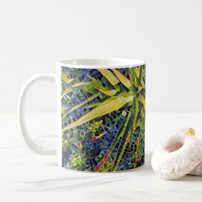 Stylized Mosaic Aloe Coffee / Tea Mug (With Donut)