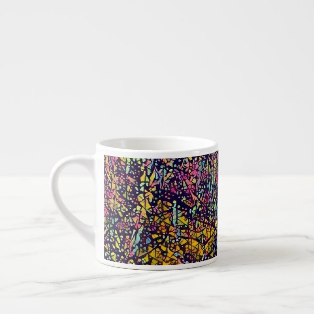 Stylized Mosaic Blossoming Tree Espresso Mug (Left)