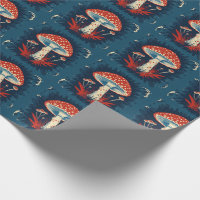 Cute Red Mushroom Fungi I Love You Valentine's Day Wrapping Paper Sheets, Zazzle