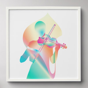 Stylized musician with violin peel and stick photo tile