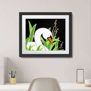 Stylized Mute Swan Art Framed Art