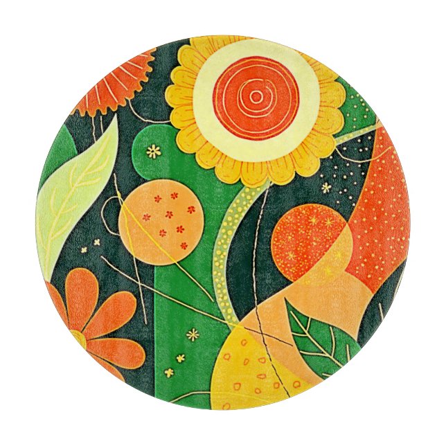 Stylized Nature Pattern Cutting Board (Front)