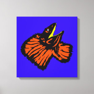 Stylized Neon Orange Frilled-neck Lizard Canvas Print