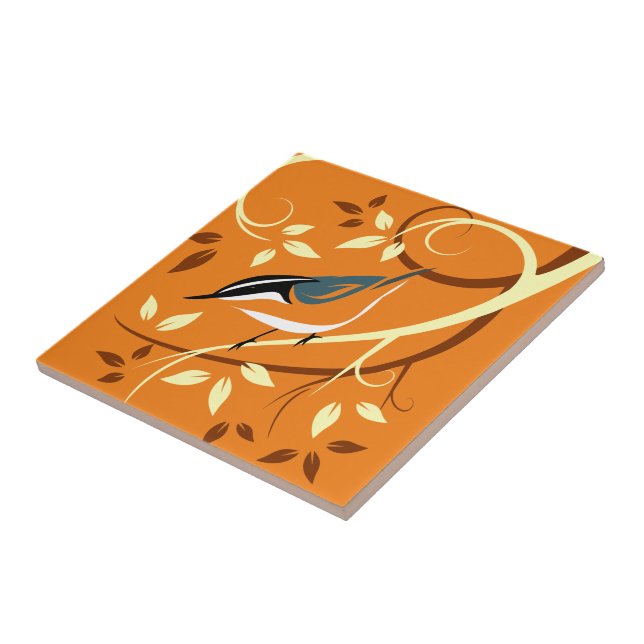Stylized Nuthatch Art Tile (Side)