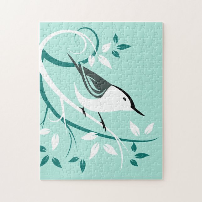 Stylized Nuthatch In Tree Jigsaw Puzzle (Vertical)